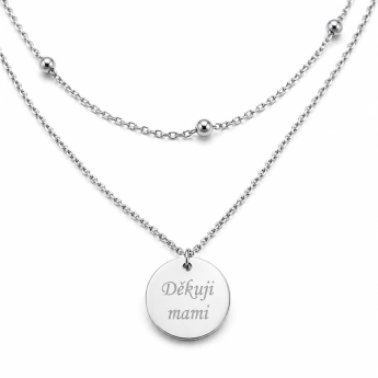 Ocelový dvojitý náhrdelník s kuličkami Celia