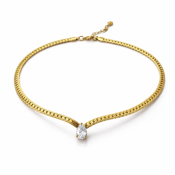 Luxusní ocelový náhrdelník se zirkonem