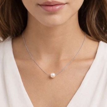 Stříbrný náhrdelník s říční perlou Bianka