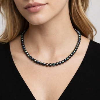 Ocelový náhrdelník z fialových říčních perel Purple