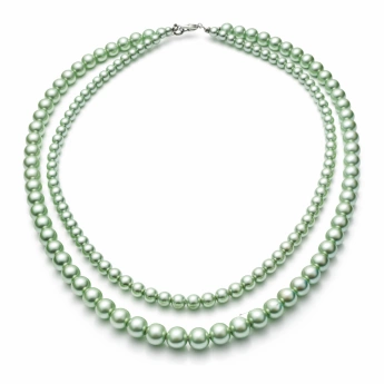 Perličkový náhrdelník pistáciový dvouřadý Amelie