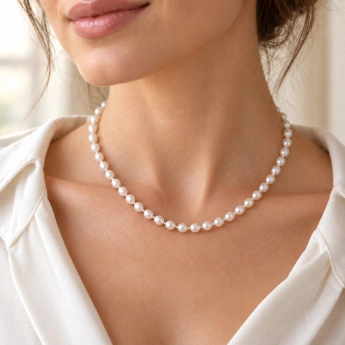 Stříbrný náhrdelník ze sukovaných říčních perel Perlavienne 50 cm
