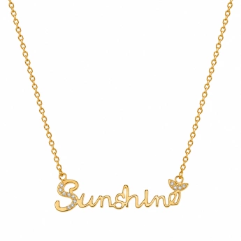 Ocelový zlacený náhrdelník se zirkony Sunshine