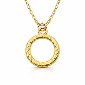 Zlacený ocelový náhrdelník s kruhem Cleanis