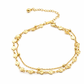 Ocelový náramek na nohu zlacený Delfie