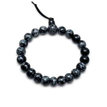 Buddhův energetický náramek obsidián vločkový Očista
