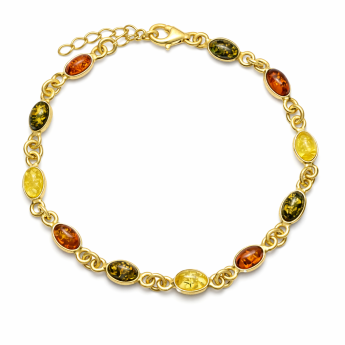 Stříbrný náramek jantar barevný Julie