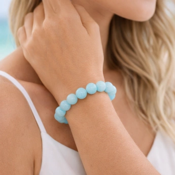 Náramek kuličkový akvamarín Klid mysli