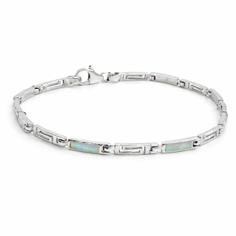Stříbrný náramek s opálem Nobile Bílá