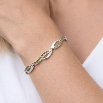 Stříbrný náramek s vltavínem Valie