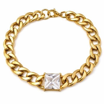 Ocelový náramek se zirkony rose gold Veloura