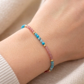 Minerální náramek s morganitem a apatitem Liorra