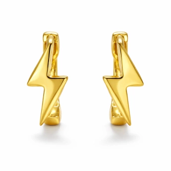 Stříbrné zlacené kruhové náušnice blesk Voltia