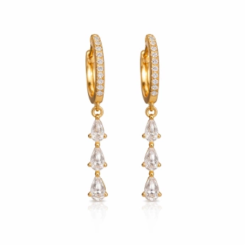 Ocelové zlacené náušnice se zirkony Eliria