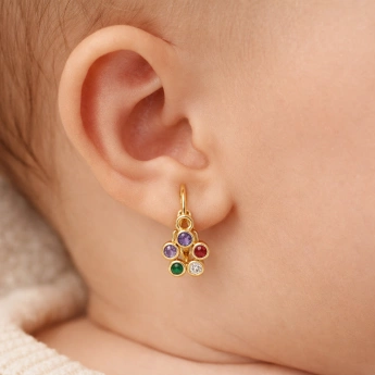 Stříbrné zlacené náušnice květ se zirkony Candy