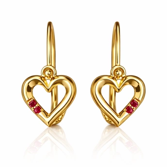 Stříbrné zlacené náušnice srdíčka se zirkony Bibi