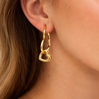 Stříbrné zlacené náušnice srdce se srdíčkem Love Knot