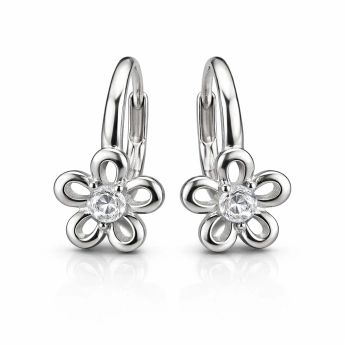 Stříbrné náušnice kytičky se zirkony Flori