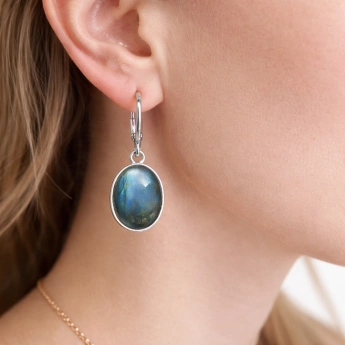 Stříbrné náušnice s labradoritem Borealis