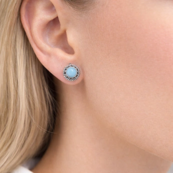 Stříbrné náušnice s larimarem Calypso