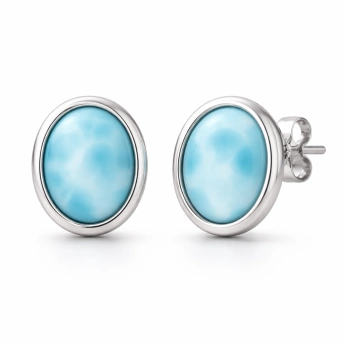 Stříbrné náušnice s larimarem Peris
