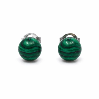 Ocelové náušnice s malachitem Proměna