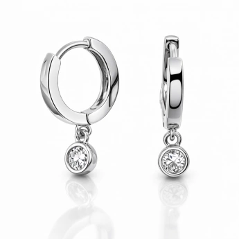 Stříbrné náušnice kroužky s moissanitem Minerva