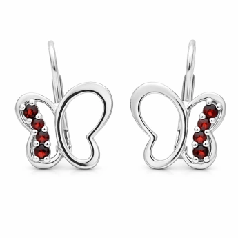 Stříbrné náušnice motýl český granát Gohanne