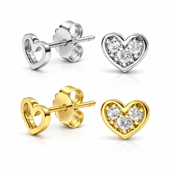 Stříbrné náušnice pecky srdíčka Petals