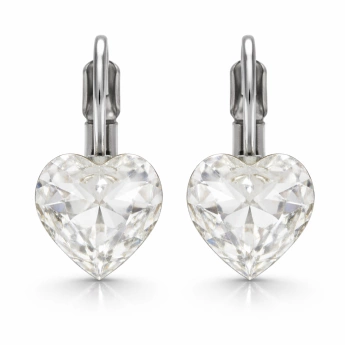 Ocelové náušnice srdce s krystaly Swarovski Crystalia