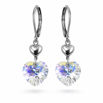Ocelové náušnice srdce s krystaly Swarovski Clarisa