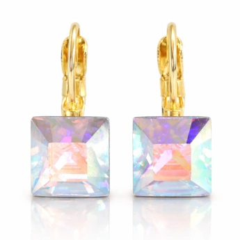 Zlacené náušnice Swarovski kostky