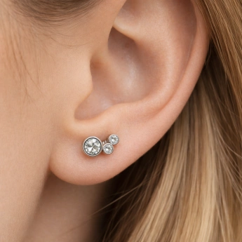 Ocelové náušnice se zirkony Yoko