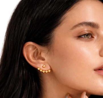 Ocelové zlacené náušnice Orbit