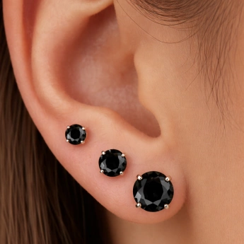 Ocelové náušnice se zirkonem Midnight