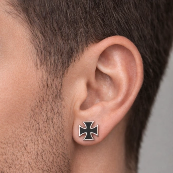 Ocelové náušnice maltézský kříž Ares