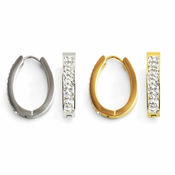 Ocelové náušnice ovál se zirkony Mersii