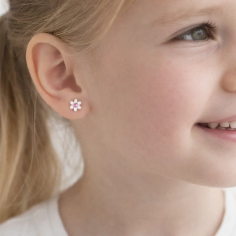 Ocelové náušnice květ se zirkonem Florie