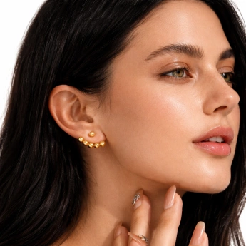 Ocelové zlacené náušnice Orbit