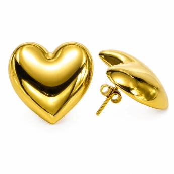 Ocelové zlacené náušnice srdce Luivia