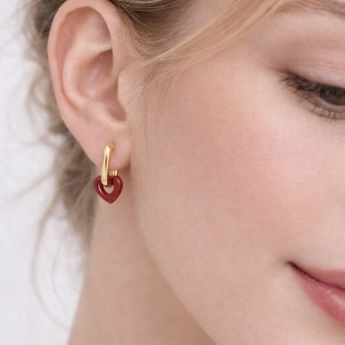 Ocelové zlacené náušnice srdce Amoriana