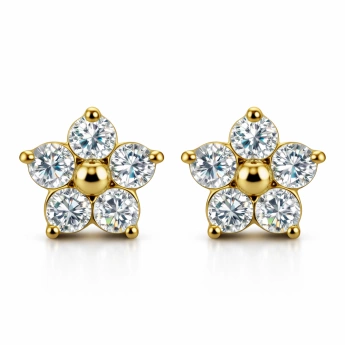 Ocelové zlacené náušnice květ se zirkony Elina