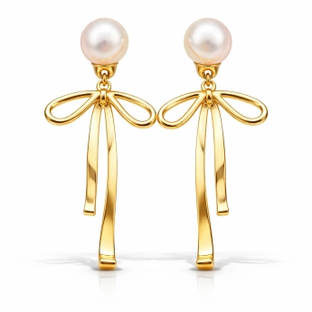 Ocelové zlacené náušnice s perlou Bellinia