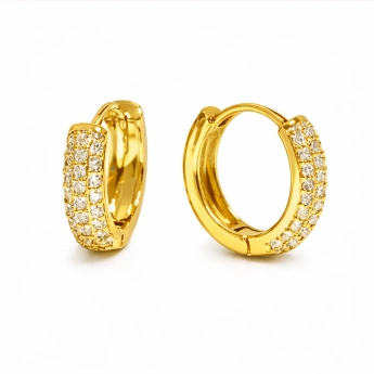 Ocelové zlacené oválné náušnice Auria se zirkony