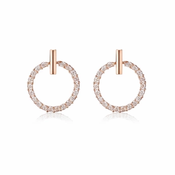 Stříbrné náušnice se zirkony Rose gold Lelpa