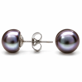 Stříbrné náušnice s říční perlou Mirella 8 mm