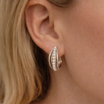 Stříbrné oboustranné náušnice s perlou Dorelia