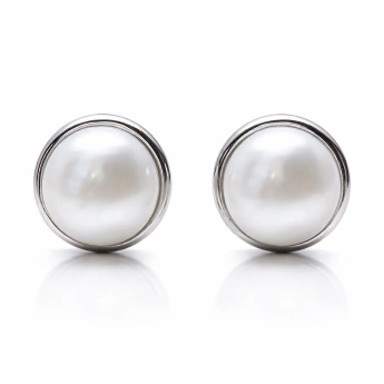 Stříbrné náušnice s říční perlou Valerina