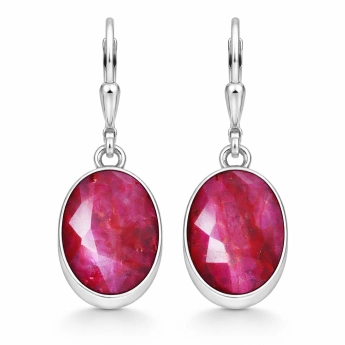 Stříbrné náušnice s rubínem Atena