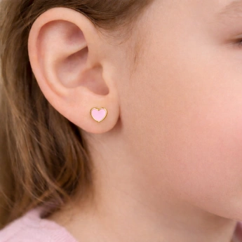 Stříbrné zlacené dětské náušnice srdíčka Lavish